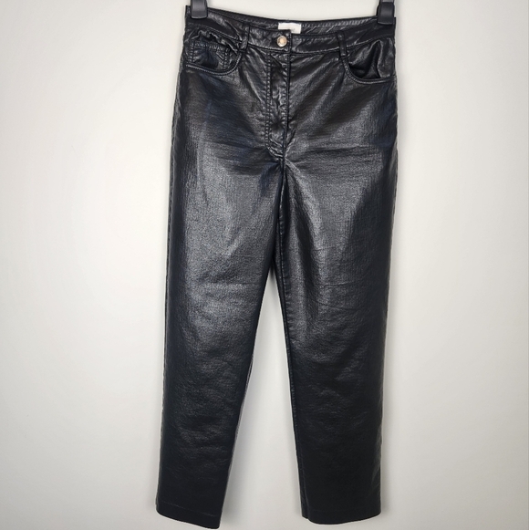 Aritzia Wilfred Melina Black Vegan Leather Pants Dark Academia Preppy Size 8 - Picture 2 of 15